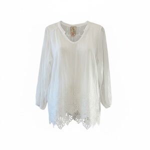 Johnny Was White Embroidered Blouse